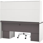 Bestar Connexion Collection Double Pedestal Credenza with Hutch, Sandstone & Slate-Deluxe 2.5mm shock-resistant PVC edge banding