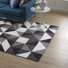 Modway Kahula Geometric Triangle Mosaic Area Rug - 5 x 8 - Black/Grey/White-Protect Floors From Traffic/Furniture