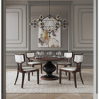 Manhattan Comfort Pulitzer 18.1" Traditional Faux Leather Upholstered Dining Chairs - Pearl White and Walnut - Set of 2-Frame Made of Solid Beech Wood with Rich Walnut Finish