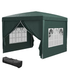 Outsunny 10' ft W x 10 ft L Outdoor Pop Up Party Tent with Carrying Bag - Dark Green-High density silver coated Oxford material water-resistant and UV resistant
