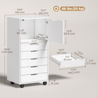HOMCOM 5 Drawer Vertical Mobile Filing Cabinet with Lockable Wheels - White-The 18.9" W x 15.7" D top surface is suitable for placing a printer 