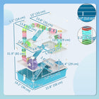 PawHut 6 Tier 32" Hamster Cage with Tunnels and Tubes - Light Blue-Deep 5.1" (13 cm) bottom offers ample space for rest and play