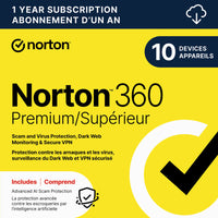 Norton 360 Premium Antivirus & Internet Security - 10 Devices - 1 Year Subscription [Digital Download]-Valid email address must be provided at checkout