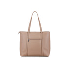 Bugatti PURE Vegan Leather Business Tote Bag with Removable Organizer for 14.1" Laptop/Tablet - Taupe-Exterior quick access zippered pocket with hidden trolley pass-through