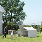 PawHut Outdoor Dog Kennel and Dog Run with Cover - 13.1' x 7.5' x 4.9' - Silver-Dual areas for rest and play to support pet wellness 