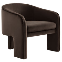 Modway Greer Performance Velvet Upholstered Accent Armchair - Chocolate Brown-Performance Velvet Fabric