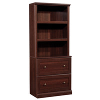 Sauder Bookcase with Drawers - Select Cherry-Multi-room storage: this functional bookcase with drawers can meet your storage needs in a variety of rooms: living room, laundry, kitchen, craft, or bathroom