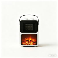Warrmth Portable Mini Electric Fireplace Heater - White-Space heater with flame effect: Provides soothing warmth and a realistic flame effect to create a cozy fireplace atmosphere