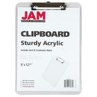 JAM Paper Plastic Clipboards with Low Profile Metal Clip - Letter Size (9 x 12.5) - Clear-Size: 9 x 13 inches | Easy to stack and organize. Fits in most bags, backpacks, and brief cases.