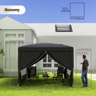 Outsunny 10' ft W x 10 ft L Outdoor Pop Up Party Tent with Carrying Bag - Black-Constructed with the powder coated steel frame in superior strength and durability