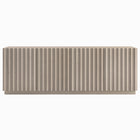 Hudson&Canal Marion Rectangular Fluted TV Stand for TV's Up to 75" - Alder White-Features 4 push to open doors with a wide fluting accent and 2 enclosed cabinets with adjustable shelves within for ample storage