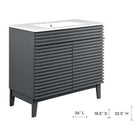 Modway Render 36" Bathroom Vanity - Grey/White-Tapered Wood Legs