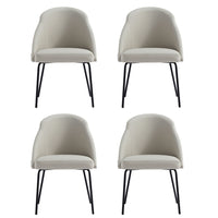 Manhattan Comfort Gracie 24.2" Modern Leatherette Upholstered Dining Chair - Stone and Black - Set of 4-Modern Dining Chair for Dining Room and Task Use. Set of 4