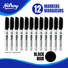 Hilroy Permanent Markers - Low Odour Ink - Fine Point - Black - 12 Pack-High quality:Features long-lasting, vivid ink that is quick-drying, waterproof, smear-proof, and fade-resistant. The durable tip maintains its shape and resists wear, ensuring consistent performance over time