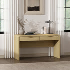 Manhattan Comfort Grace 54" Modern Desk - Natural Oak and Gold-Includes 2 Drawers with .75 Extension