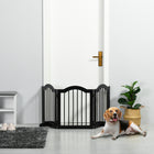 PawHut Freestanding Pet Gate with 2 Support Feet - Black-It has three panels fixed together with hinges 
