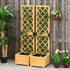 Outsunny 2-Piece Raised Garden Bed with Trellis for Plants-A decorative wooden flower box for your outdoor living space    