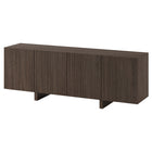 Hudson&Canal Harold Rectangular Fluted TV Stand for TV's up to 75" - Brown Oak-Top has a weight capacity of 75 lbs, lower shelves can hold 25 lbs each