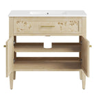 Modway Elysian 36" Wood Bathroom Vanity - White/Burl-8