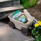 Suncast Garden Scooter - Taupe with Mocha Lid-Overall Dimensions: 12.25 in. W x 22.5 in. D x 13 in. H.