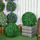HOMCOM 15.7" Artificial Boxwood Topiary Balls - Green - 2 Pack-Features 680 leaves, which are UV-protected for a lush appearance 