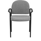 Flash Furniture Comfort Stackable Steel Side Reception Chair with Arms - Grey Fabric-Guest Chair