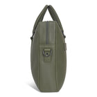 Champs Onyx Leather Slim Briefcase - Khaki-Trolley Strap