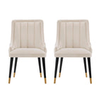Manhattan Comfort Eda 22.83" Modern Velvet Upholstered Dining Chair - Cream - Set of 2-Modern Dining Chair for Dining Room and Task Chair Usage
