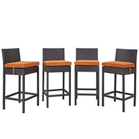 Modway Convene 4 Piece Outdoor Patio Pub Set - Espresso Orange-Synthetic Rattan Weave