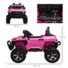 Aosom 12V 2-Seater Kids Ride-On Police Truck - Pink-Pre-installed music and multi-media center or use USB/TF import and Aux cord plug-ins to listen to their favorite song 