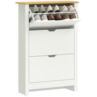 HOMCOM Narrow Shoe Cabinet with 3 Flip Drawers & Adjustable Shelf for Entryway - White-Assembly required