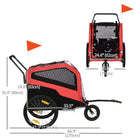 Aosom 2-in-1 Pet Bike Trailer and Stroller with Hitch for Large Dogs - Red-Roll-down plastic cover for protection from elements 