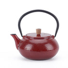 Minimal Enamelled Cast Iron Teapot - Dot Red - 0.6 L-Cast iron teapot polished by hand for smooth finishing
