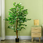 HOMCOM 5' Artificial Ficus Tree for Home Decor - Green-Material: PEVA, Metal 