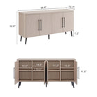 Manhattan Comfort Jodie 64.6" Mid-Century Modern Sideboard - Whitewashed Oak-Includes 8 Adjustable Hidden Shelves