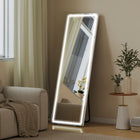 HOMCOM LED Standing Mirror with 3 Colour Lighting - 21" W x 64" H - Clear-Material: Tempered Glass, Aluminium Alloy 