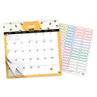 BrownTrout 2026 Hanging 18-Month Monthly Square Wire-O Calendar Sticker Sheet - Busy Bees - 12" x 12" -Flip-Over Layout - Wire-O binding allows pages to be flipped over, using half the space of standard calendars