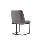 Manhattan Comfort Serena 23.62" Modern Faux Leather Upholstered Dining Chair - Grey-Floating Style Chair with Black Semi Circle Metal Base