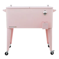 Permasteel 80 Quart Patio Cooler - Pink-80 QT Rolling Patio Cooler