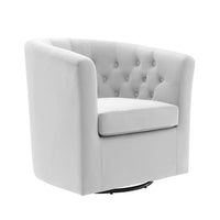 Modway Prospect Tufted Performance Velvet Swivel Armchair - Light Grey-Modern Barrel Back Armchair