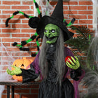 HOMCOM Animatronic Old Witch Prop Halloween Decoration-Colour: Purple, Black 