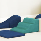 Qaba Baby Soft Play Set, Foam Climbing Blocks Set - Navy Blue - Set of 7-Modern Morandi colors blend beautifully with any home decor 