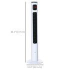 HOMCOM 46'' Tower Fan for Bedroom with 70° Oscillating and Remote Controller - White-LED sensor panel, control panel controls on/off, speed, modes, swing, timer 