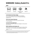 Samsung Galaxy Buds3 Pro - White-Jump right in with TV 360 Audio. Dive into a spatial sound experience. 360 Audio is a feature that identifies the exact direction of the sound as you tilt your head, providing surround sound for a more vivid listening and viewing experience.