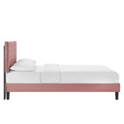 Modway Leah Chevron Tufted Performance Velvet King Platform Bed - Dusty Rose-Tapered Black Wood Legs