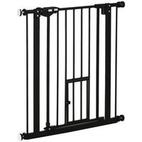 PawHut 29-32 Inch Pet Gate with Cat Door-Double locking system ensures your pet is secured in a place and provide maximum safety