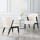Manhattan Comfort Ola 21.46" Modern Chenille Upholstered Dining Chair - Cream - Set of 2-Frame Made of High Quality Elm Wood with Metal Brushed Gold Tips for Fashion and Durability