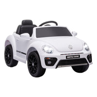 Qaba 12V Volkswagen Beetle Licensed Kids Electric RC Car - White-Licensed by Volkswagen Beetle enhances authentic driving experience 