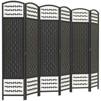 HOMCOM 6 Panel Wave Fiber Freestanding Room Divider for Home Office - Black-This room divider is great for creating personal space or dividing larger rooms
