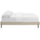Modway Loryn Fabric Full Bed Frame with Round Splayed Legs - Beige-Non-Marking Foot Glides